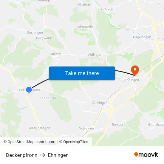 Deckenpfronn to Ehningen map