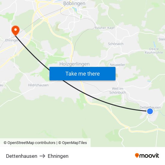 Dettenhausen to Ehningen map