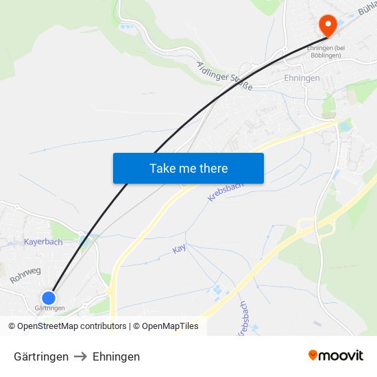 Gärtringen to Ehningen map