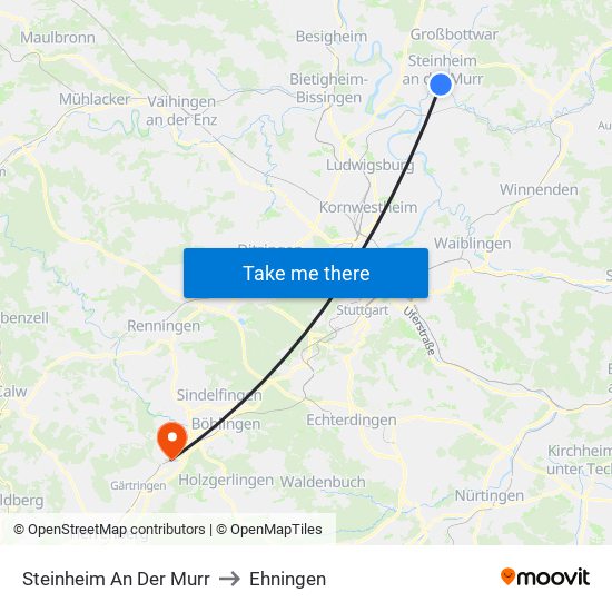 Steinheim An Der Murr to Ehningen map