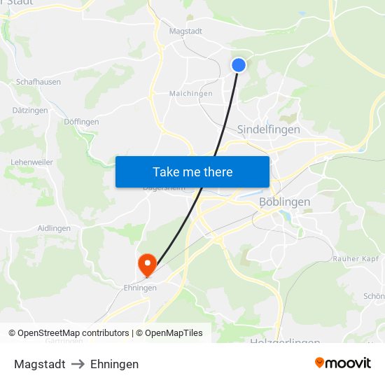 Magstadt to Ehningen map