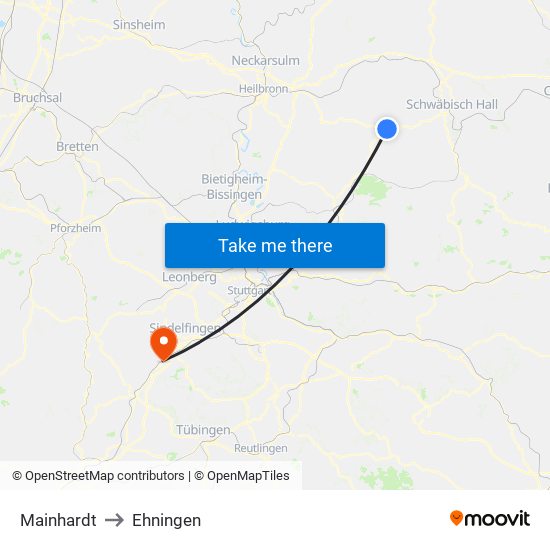 Mainhardt to Ehningen map