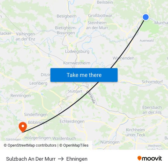 Sulzbach An Der Murr to Ehningen map