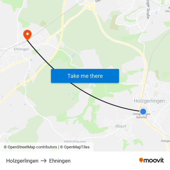 Holzgerlingen to Ehningen map