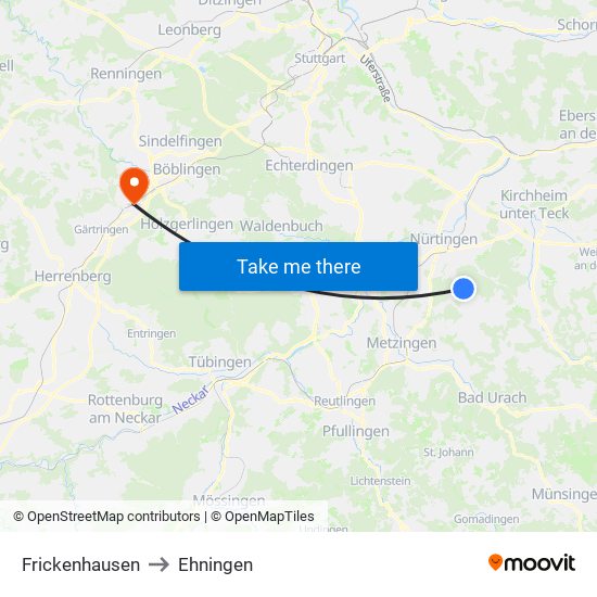 Frickenhausen to Ehningen map