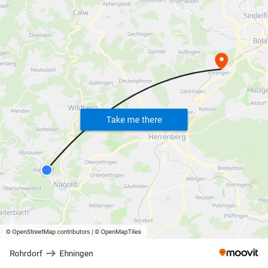 Rohrdorf to Ehningen map
