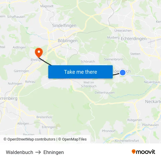 Waldenbuch to Ehningen map