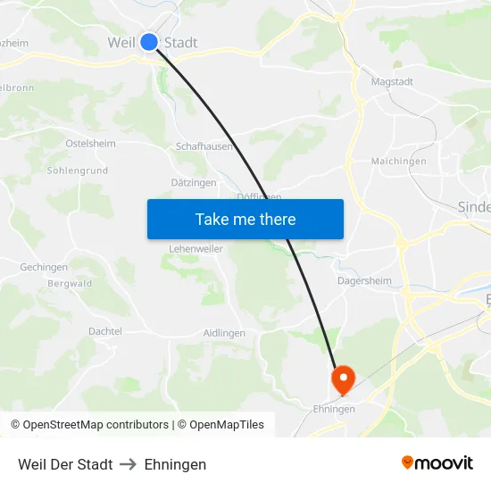 Weil Der Stadt to Ehningen map