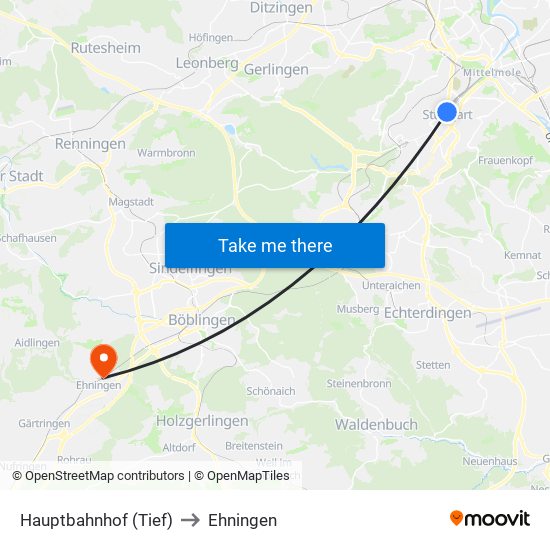 Hauptbahnhof (Tief) to Ehningen map