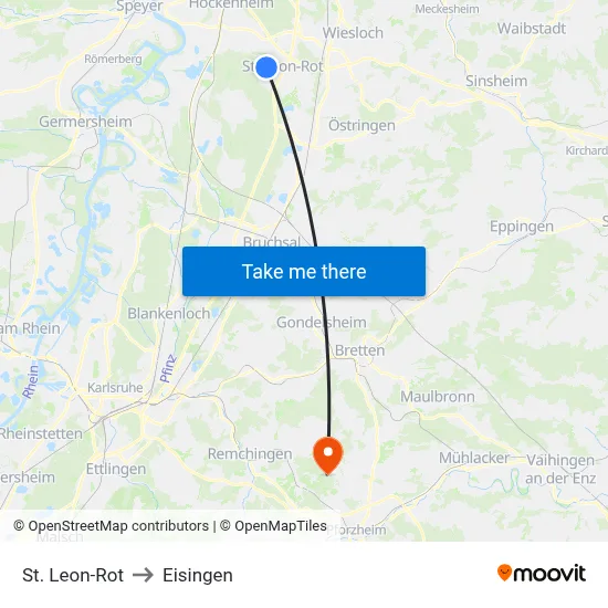 St. Leon-Rot to Eisingen map