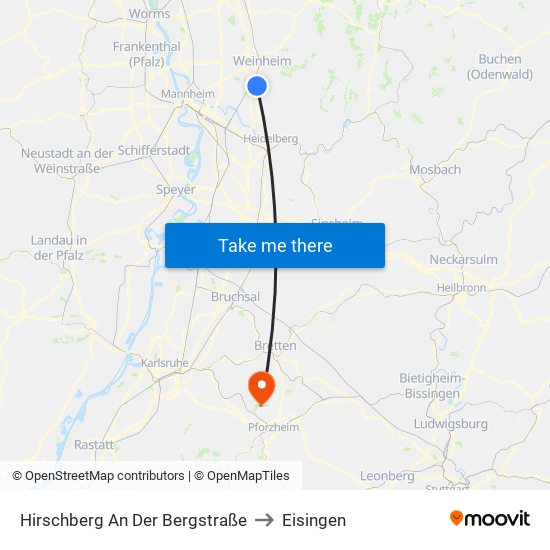 Hirschberg An Der Bergstraße to Eisingen map
