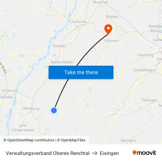 Verwaltungsverband Oberes Renchtal to Eisingen map