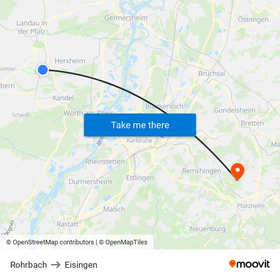 Rohrbach to Eisingen map