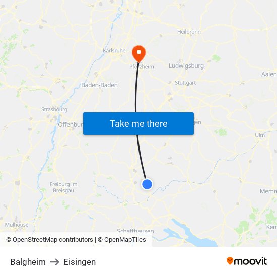 Balgheim to Eisingen map