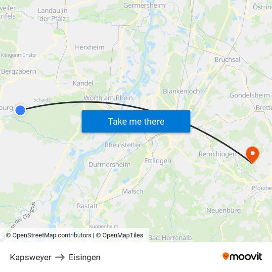 Kapsweyer to Eisingen map