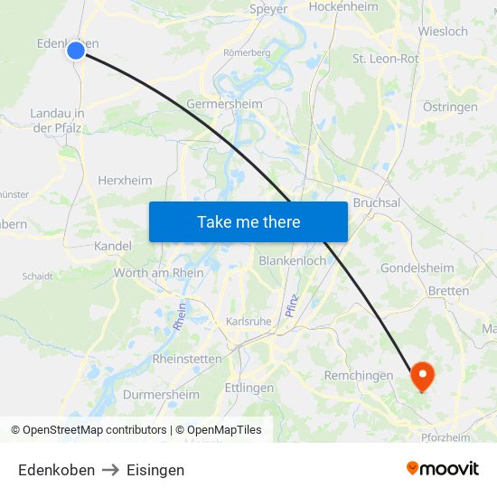 Edenkoben to Eisingen map