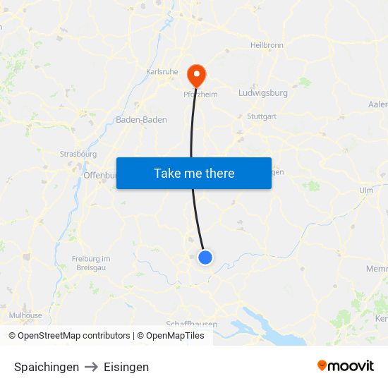 Spaichingen to Eisingen map