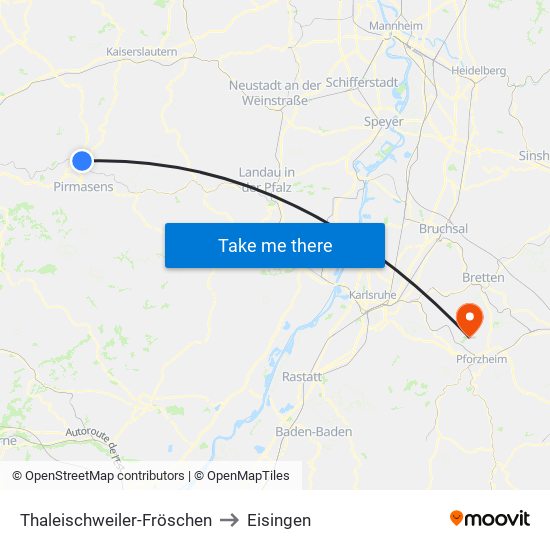 Thaleischweiler-Fröschen to Eisingen map