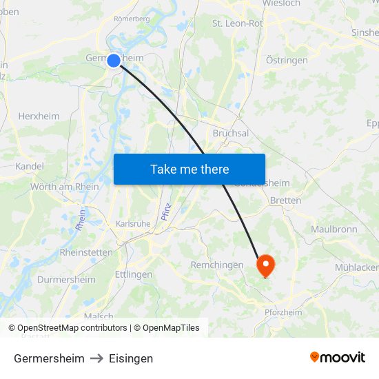 Germersheim to Eisingen map