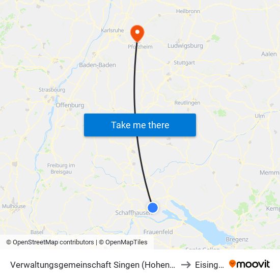 Verwaltungsgemeinschaft Singen (Hohentwiel) to Eisingen map