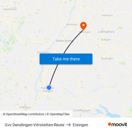 Gvv Denzlingen-Vörstetten-Reute to Eisingen map