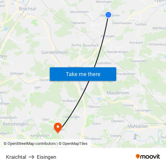 Kraichtal to Eisingen map