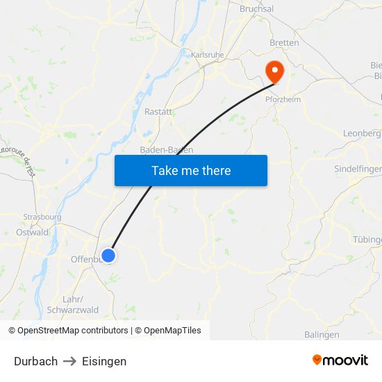 Durbach to Eisingen map