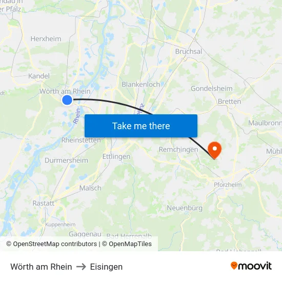 Wörth am Rhein to Eisingen map
