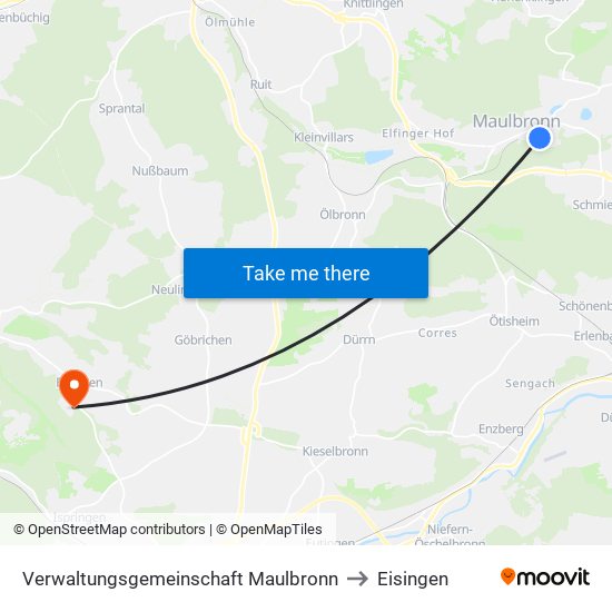 Verwaltungsgemeinschaft Maulbronn to Eisingen map