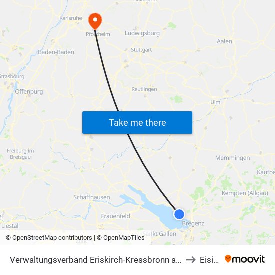 Verwaltungsverband Eriskirch-Kressbronn am Bodensee-Langenargen to Eisingen map