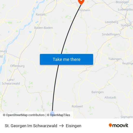 St. Georgen Im Schwarzwald to Eisingen map