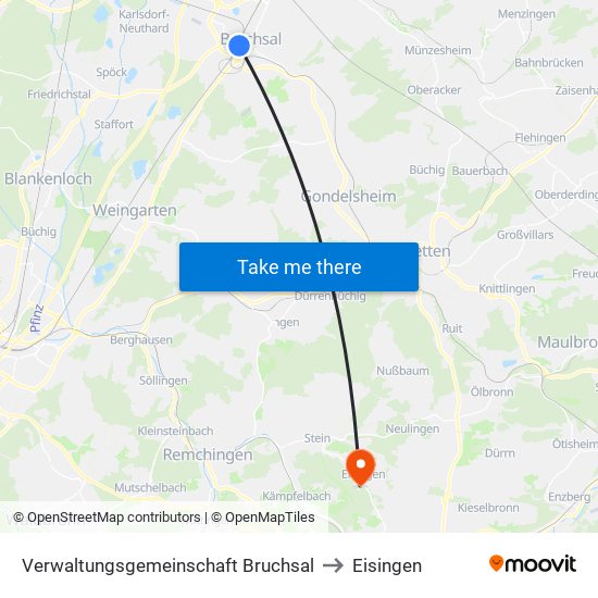 Verwaltungsgemeinschaft Bruchsal to Eisingen map