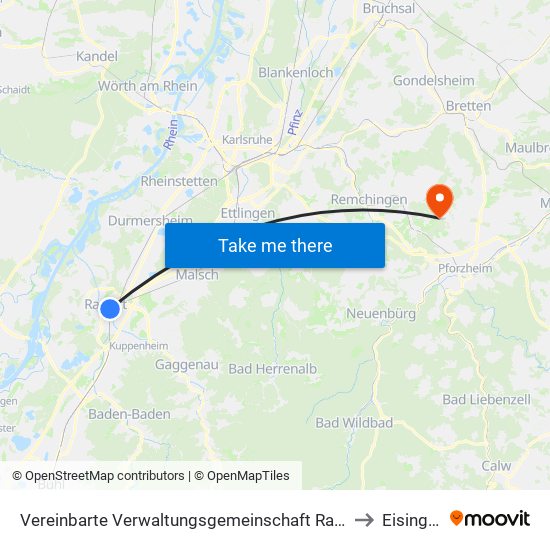 Vereinbarte Verwaltungsgemeinschaft Rastatt to Eisingen map