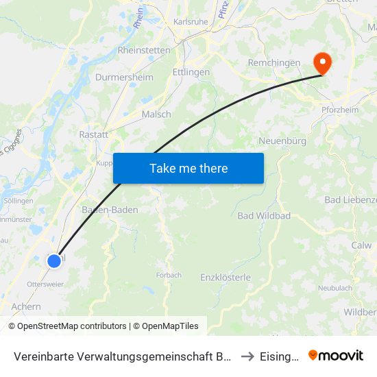 Vereinbarte Verwaltungsgemeinschaft Bühl to Eisingen map