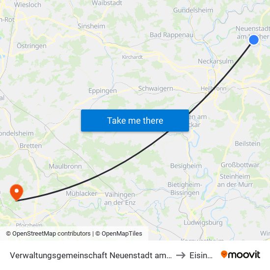 Verwaltungsgemeinschaft Neuenstadt am Kocher to Eisingen map