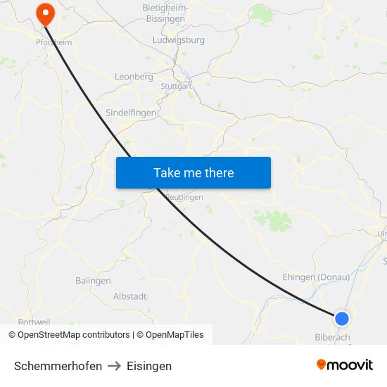 Schemmerhofen to Eisingen map