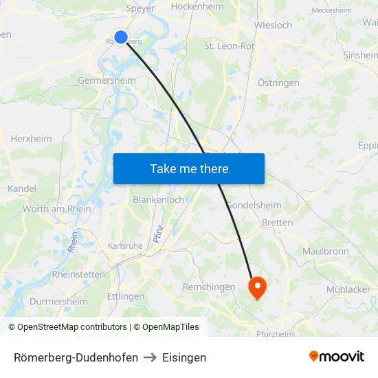 Römerberg-Dudenhofen to Eisingen map