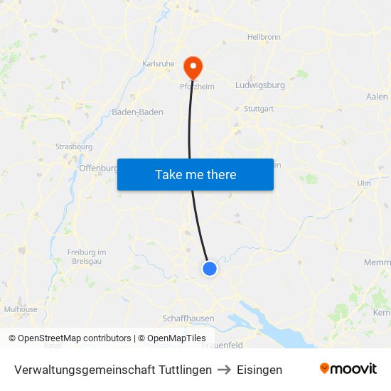 Verwaltungsgemeinschaft Tuttlingen to Eisingen map