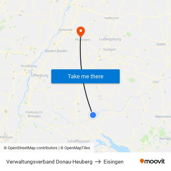 Verwaltungsverband Donau-Heuberg to Eisingen map