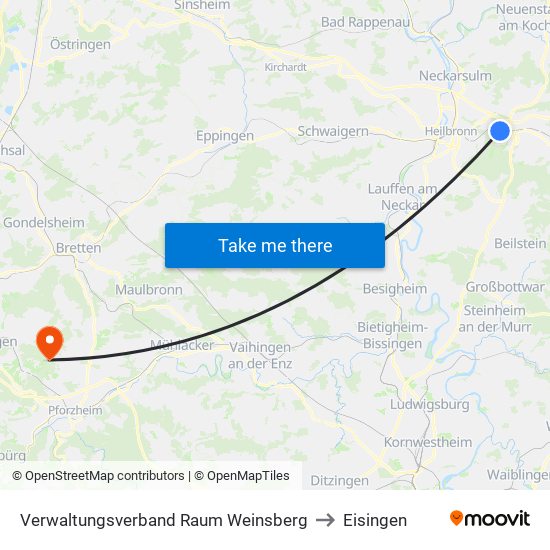 Verwaltungsverband Raum Weinsberg to Eisingen map