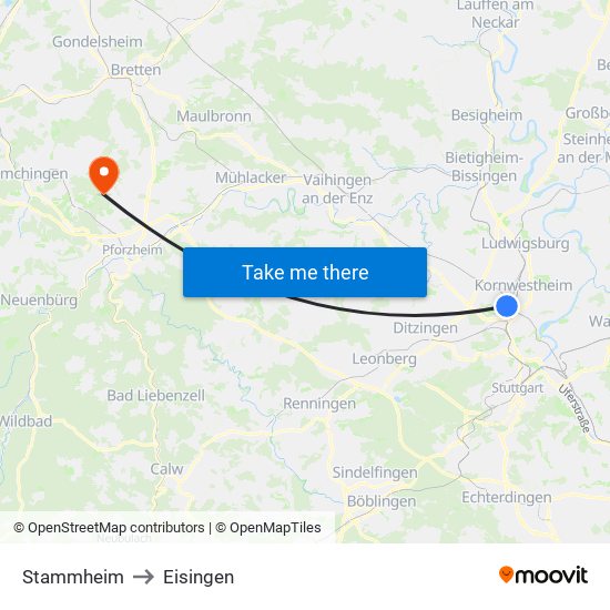 Stammheim to Eisingen map