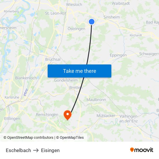 Eschelbach to Eisingen map