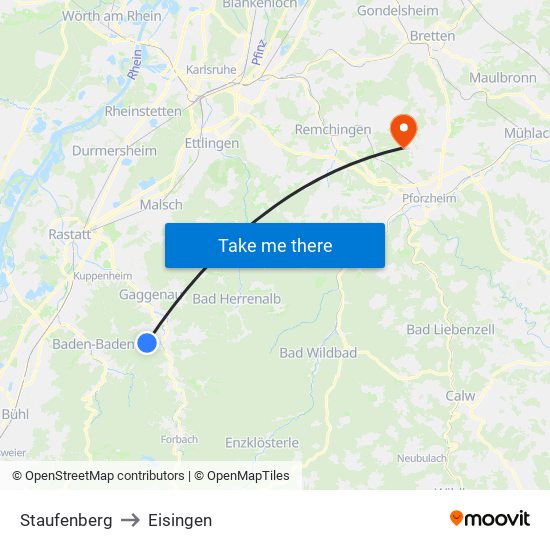 Staufenberg to Eisingen map