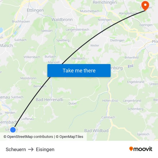 Scheuern to Eisingen map