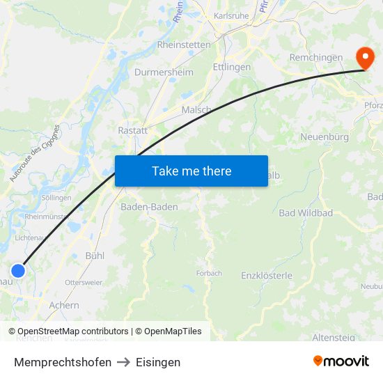 Memprechtshofen to Eisingen map