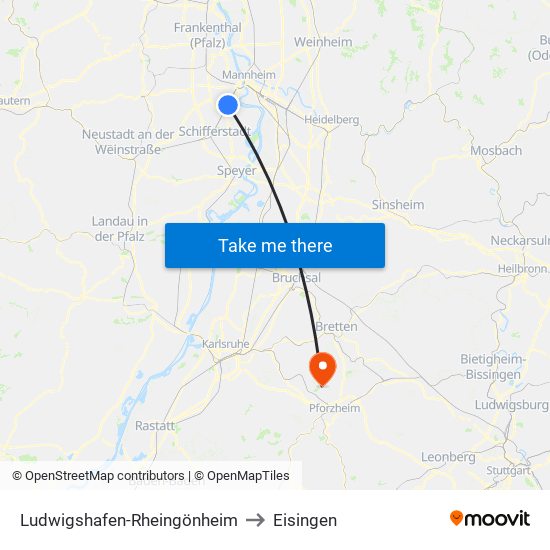 Ludwigshafen-Rheingönheim to Eisingen map