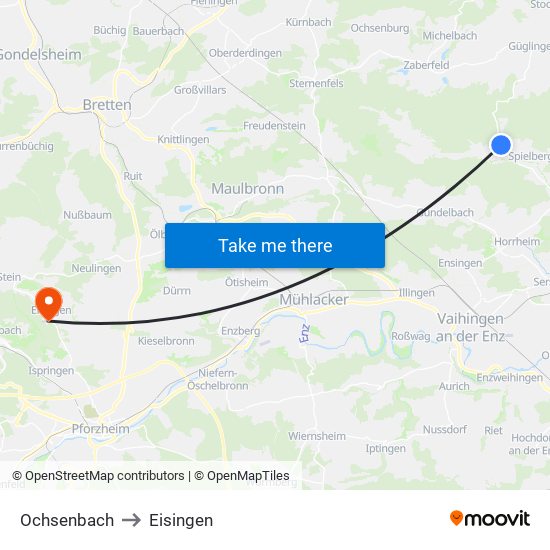 Ochsenbach to Eisingen map