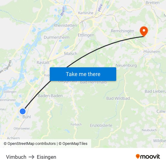 Vimbuch to Eisingen map