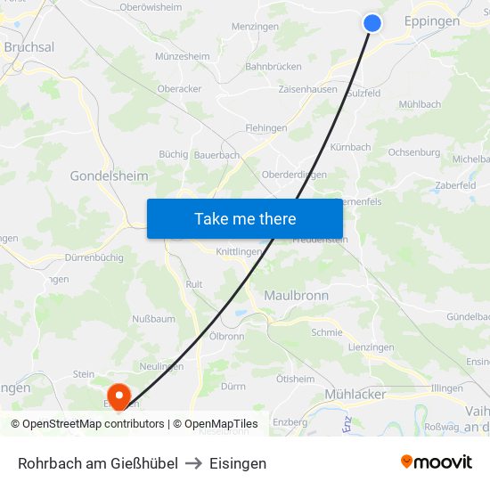 Rohrbach am Gießhübel to Eisingen map