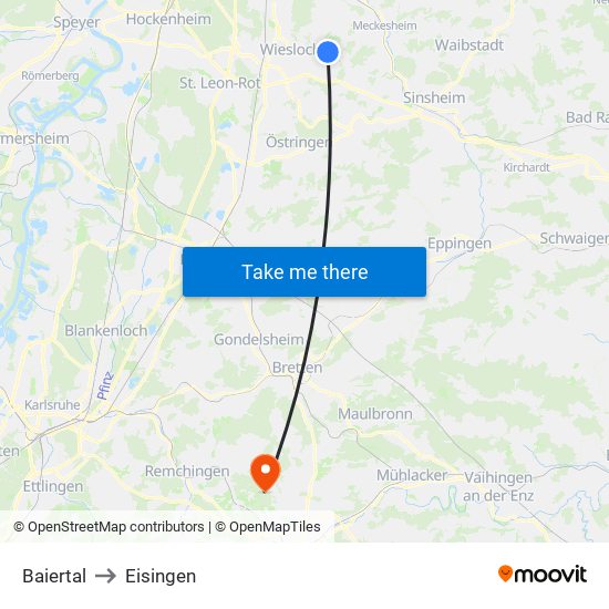 Baiertal to Eisingen map